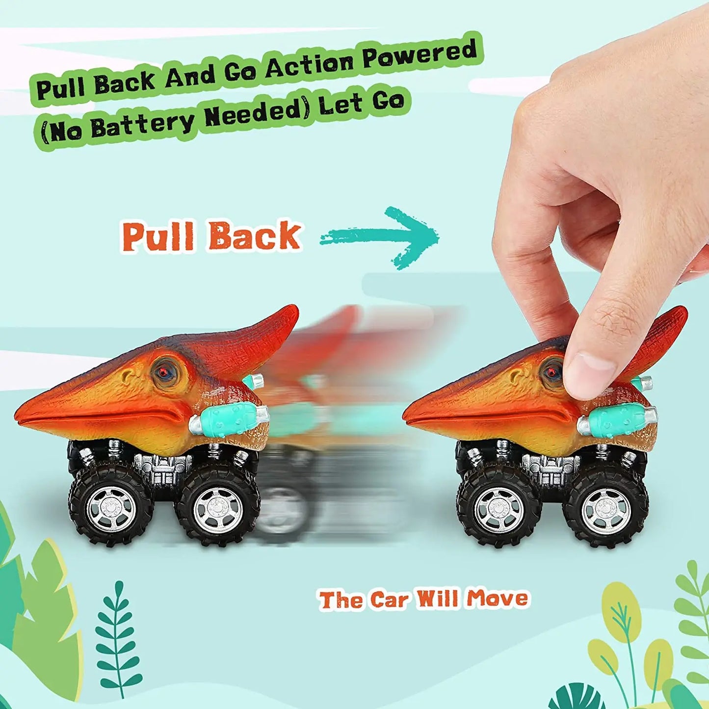 Dinosaur Toys Pull Back Cars Mini Monster Truck Car Toy Set for Kids Toddlers Boys Girls Gifts