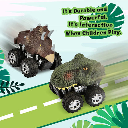 Dinosaur Toys Pull Back Cars Mini Monster Truck Car Toy Set for Kids Toddlers Boys Girls Gifts