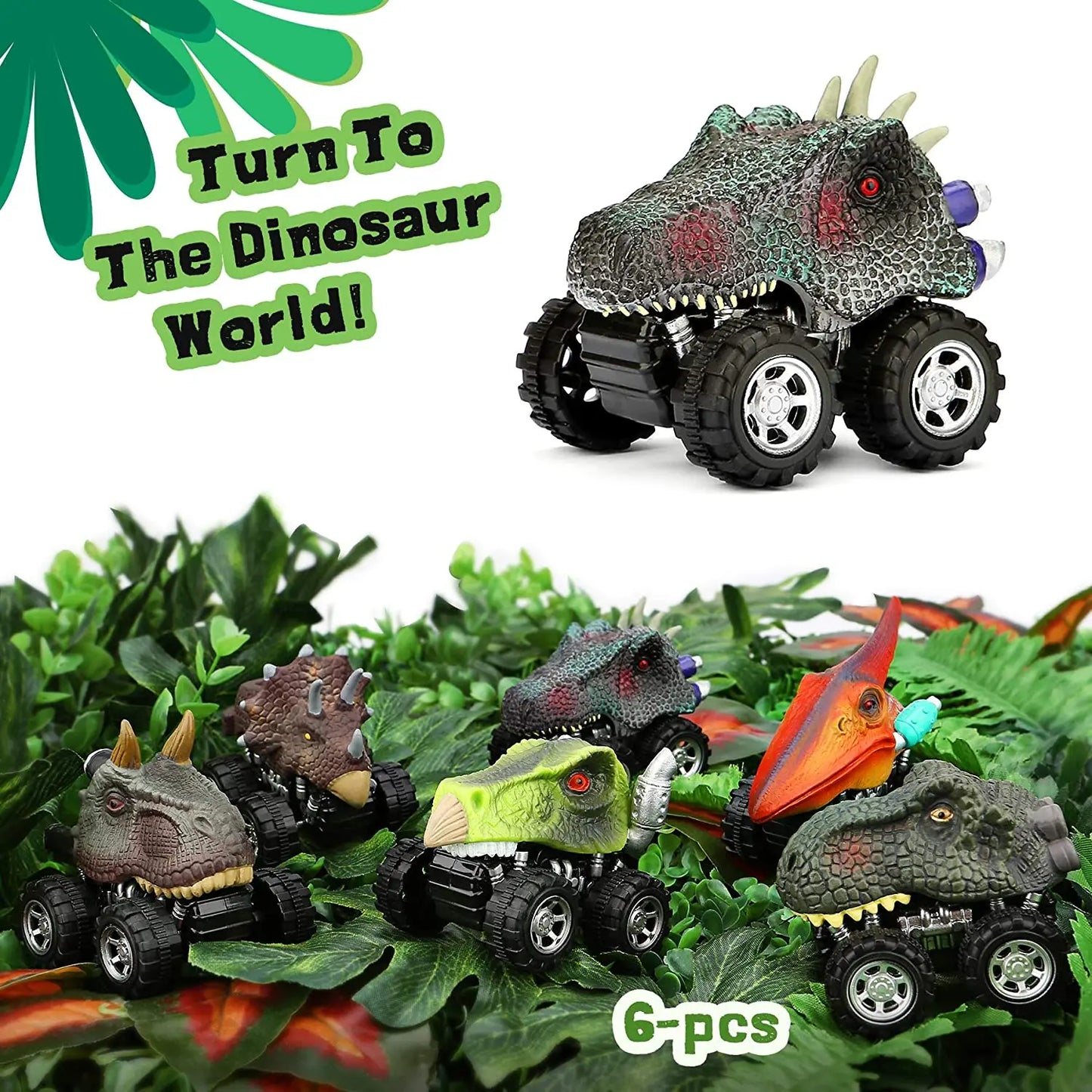 Dinosaur Toys Pull Back Cars Mini Monster Truck Car Toy Set for Kids Toddlers Boys Girls Gifts