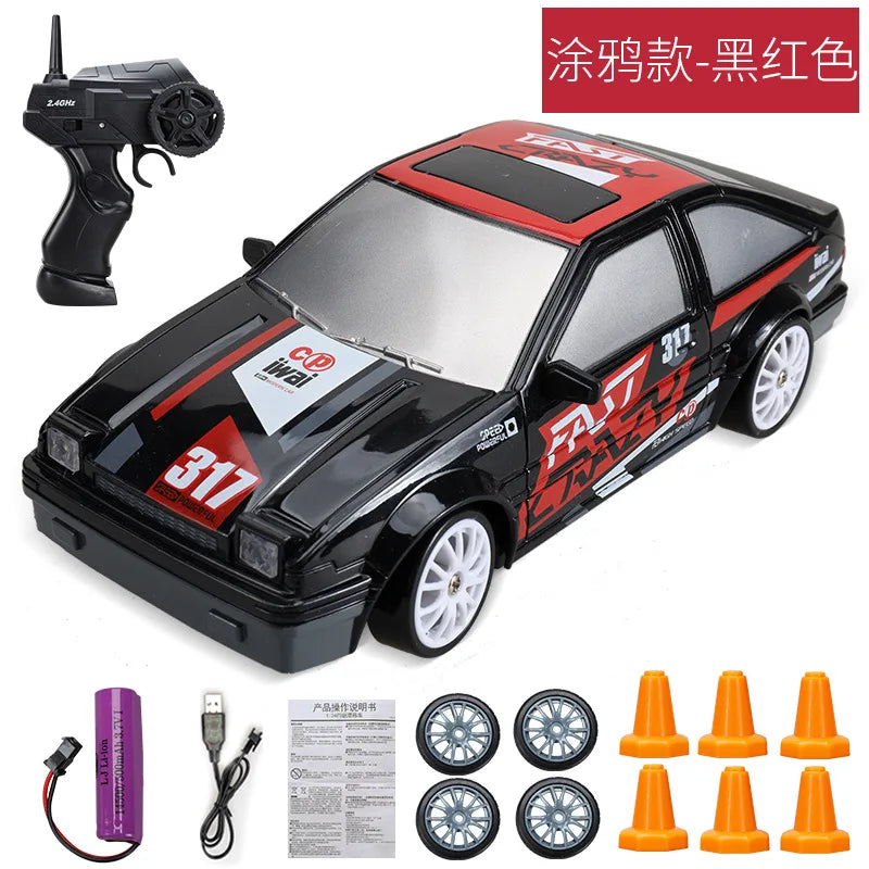 2.4G High Speed Drift Rc Car 4WD Toy Remote Control AE86 Model GTR Vehicle Car RC Racing Cars Toy for Children Christmas Gifts