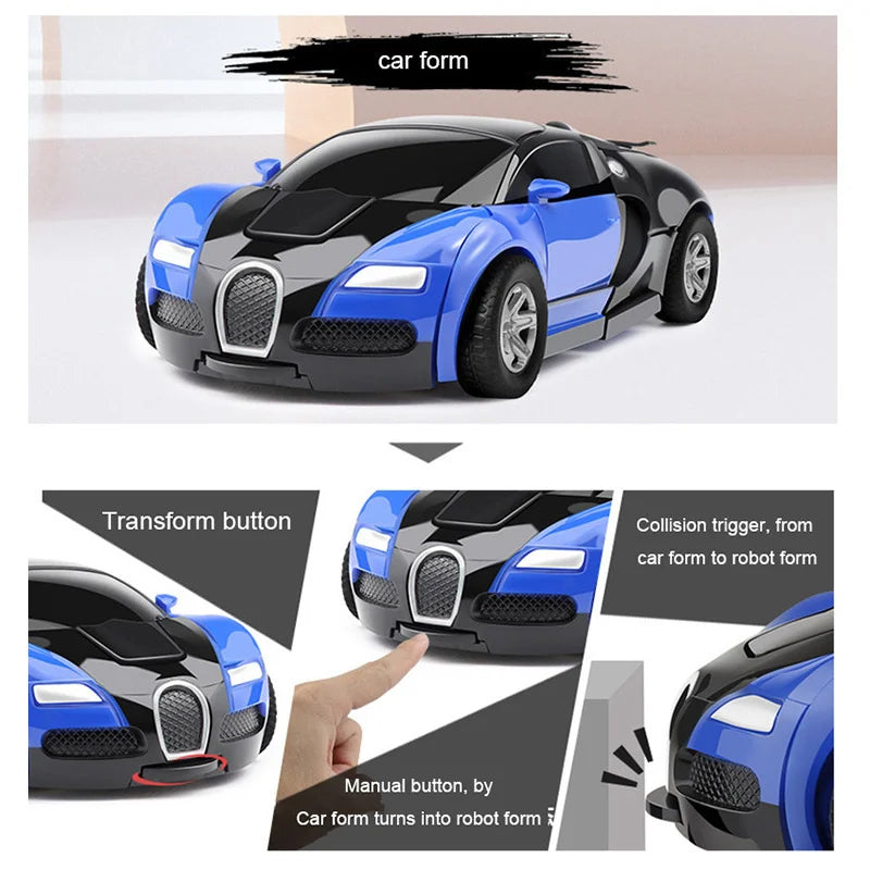 Transformation Mini 2 in 1 Car Robot Toy Anime Action Collision Transforming Model Deformation Vehicles Toy Gift for Children